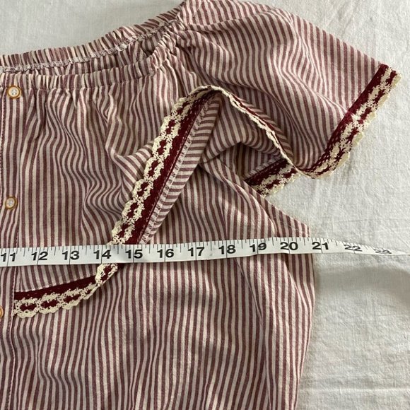 Striped Off-Shoulder Blouse - Red and White - Picture 7 of 8